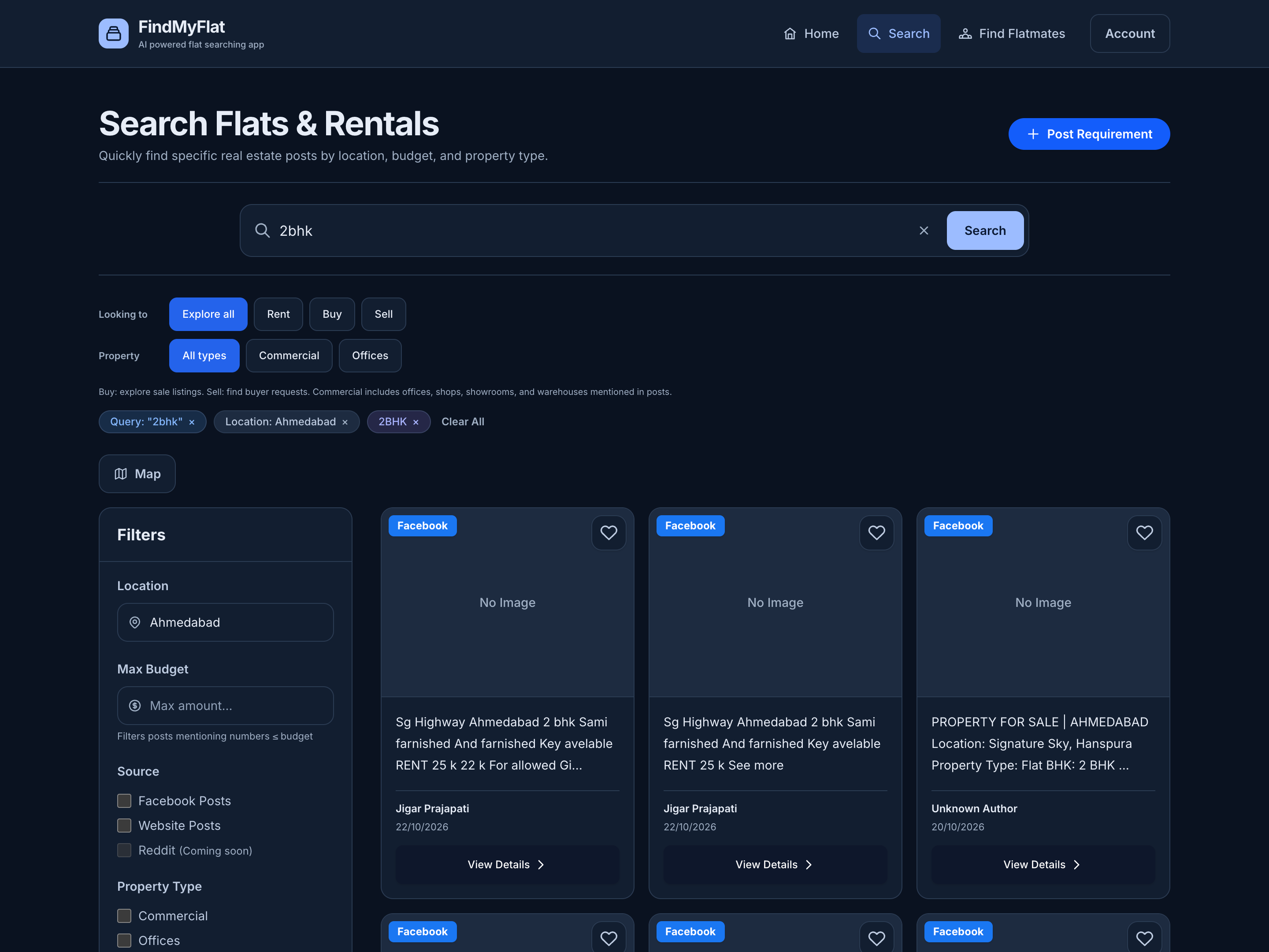 Property search with practical filters